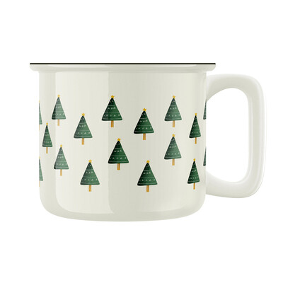 Keramický retro hrnek "Vánoční stromky"