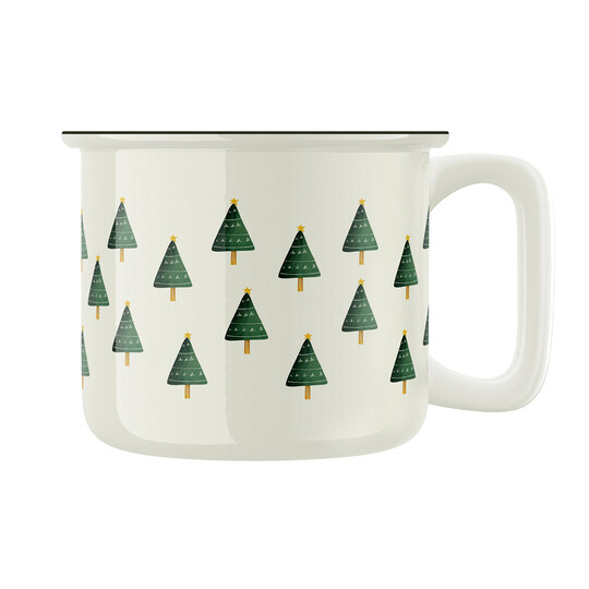 Keramický retro hrnek "Vánoční stromky"