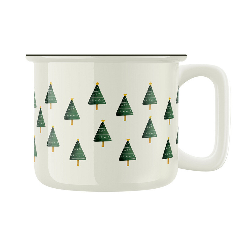 Keramický retro hrnek "Vánoční stromky"