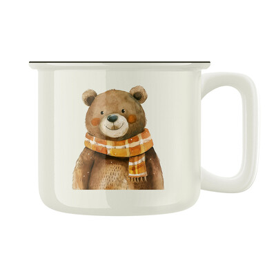 Keramický retro hrnek "Medvěd se šálou"