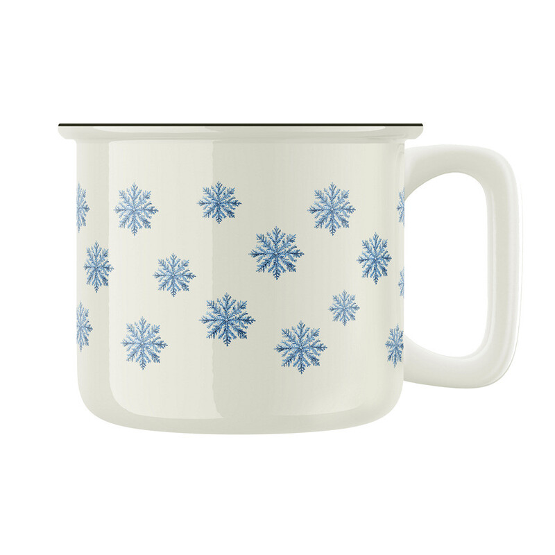 Keramický retro hrnek "Sněhové vločky"