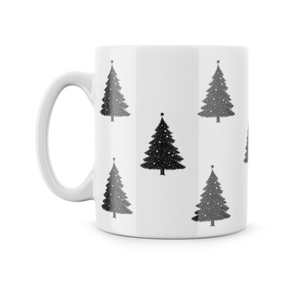 Hrnek "Černobílé vánoční stromky"