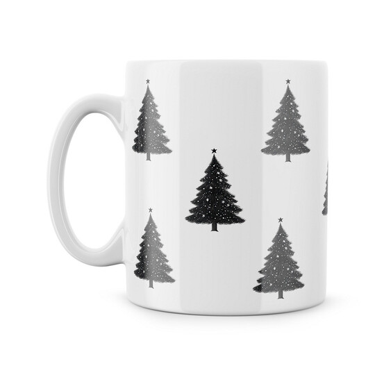 Hrnek "Černobílé vánoční stromky"