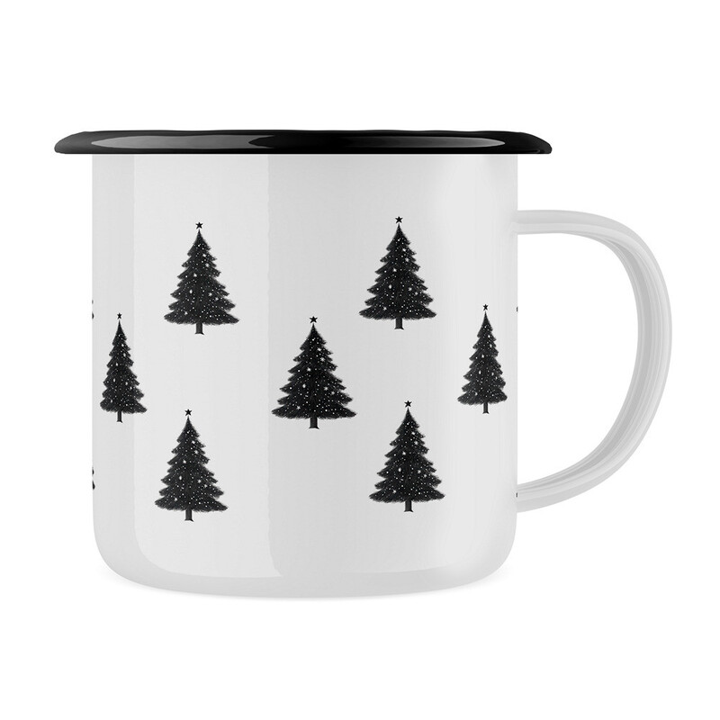 Plecháček "Černobílé vánoční stromky"