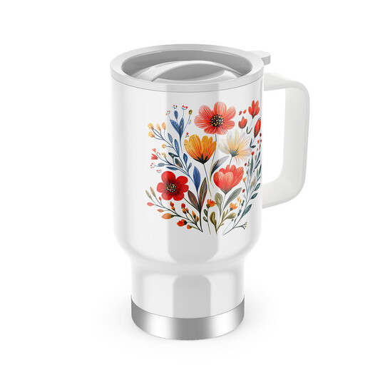 Termohrnek s uchem "Boho květiny"