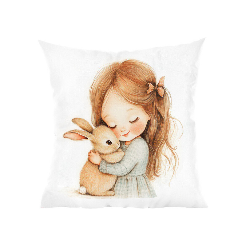 Polštář "Holčička a králíček"