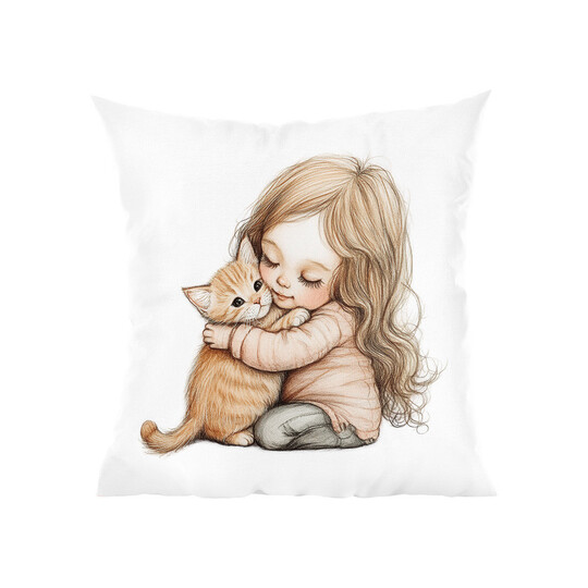 Polštář "Holčička a kočka"