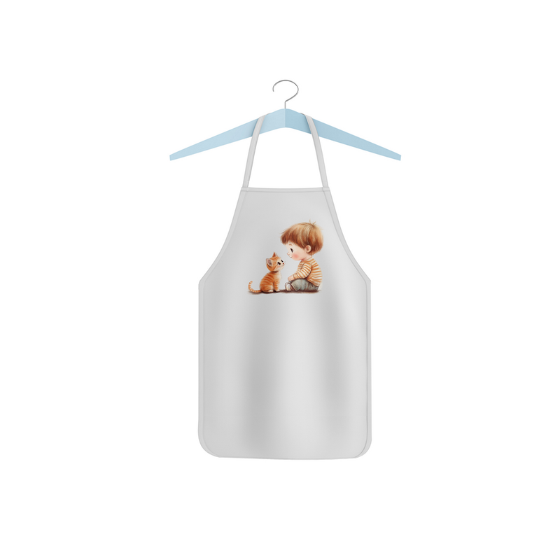 Dětská zástěra "Kluk a kočka"