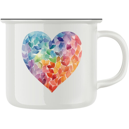 Keramický retro hrnek "Barevné srdce"