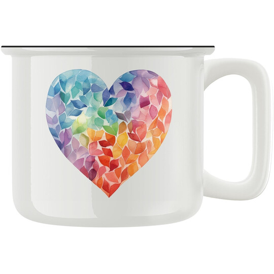 Keramický retro hrnek "Barevné srdce"