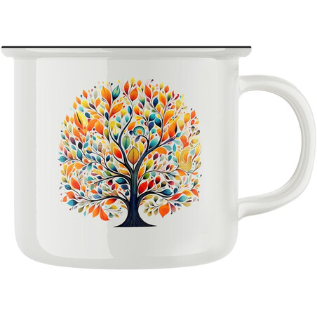 Keramický retro hrnek "Barevný strom"