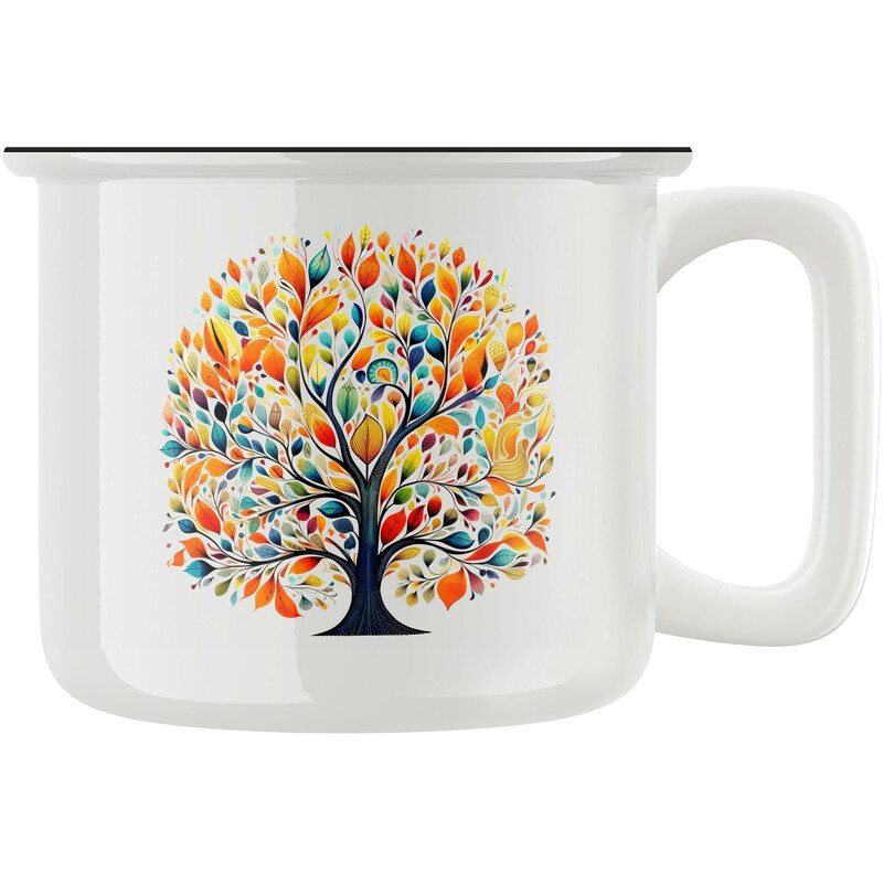 Keramický retro hrnek "Barevný strom"