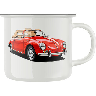 Keramický retro hrnek "Červené auto"