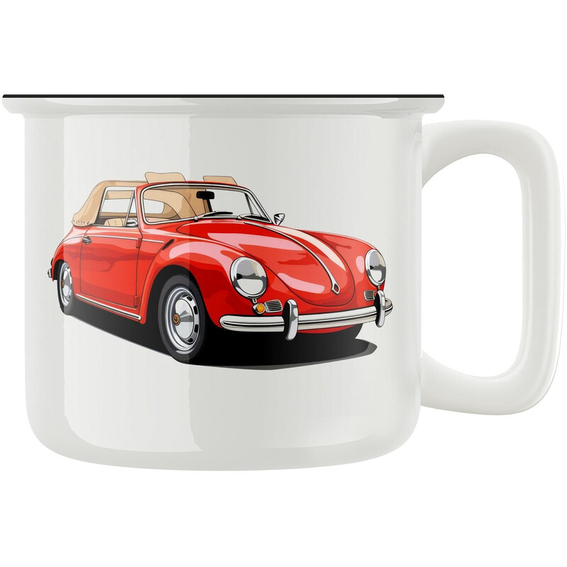 Keramický retro hrnek "Červené auto"