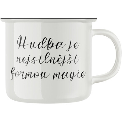 Keramický retro hrnek "Hudba je nejsilnější formou magie"