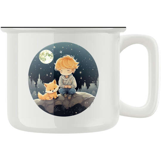 Keramický retro hrnek "Chlapec s liškou"