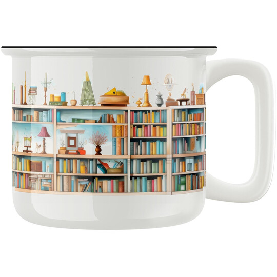 Keramický retro hrnek "Knihovna"