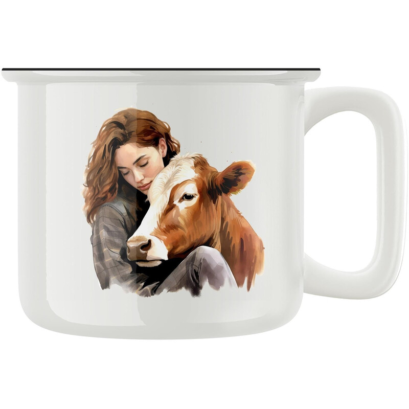 Keramický retro hrnek "Kráva je kámoš"