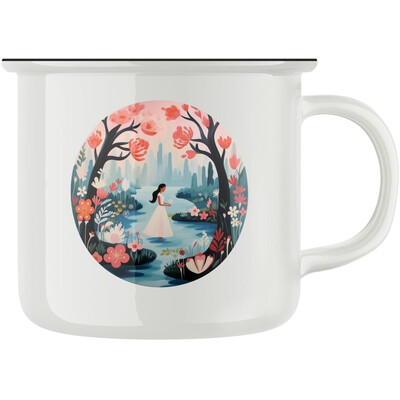 Keramický retro hrnek "Květinová víla s dlouhými vlasy"