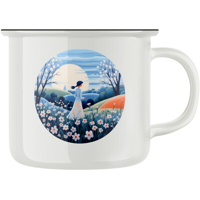 Keramický retro hrnek "Květinová víla"