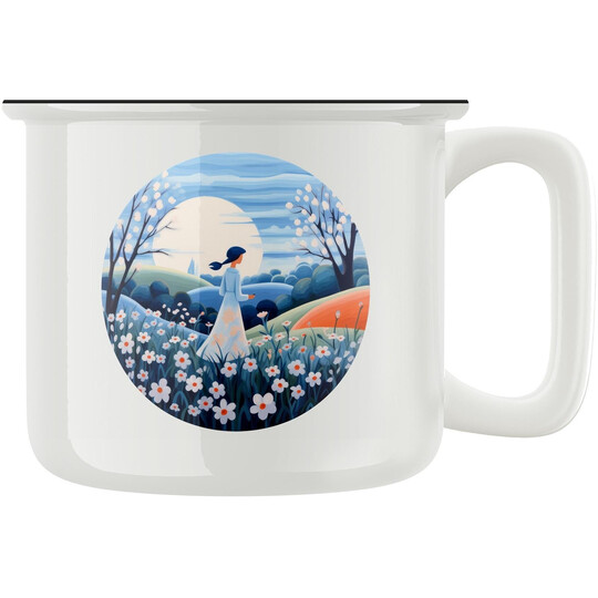 Keramický retro hrnek "Květinová víla"