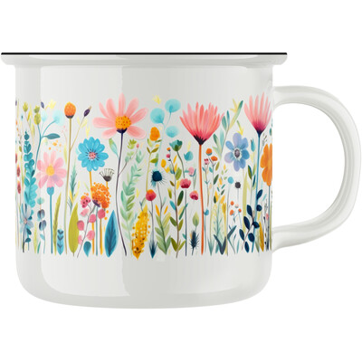 Keramický retro hrnek "Květiny jako malované"