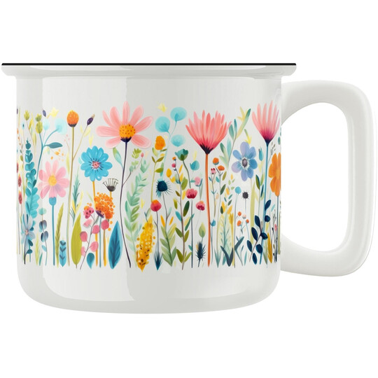 Keramický retro hrnek "Květiny jako malované"