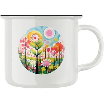 Keramický retro hrnek "Květy"