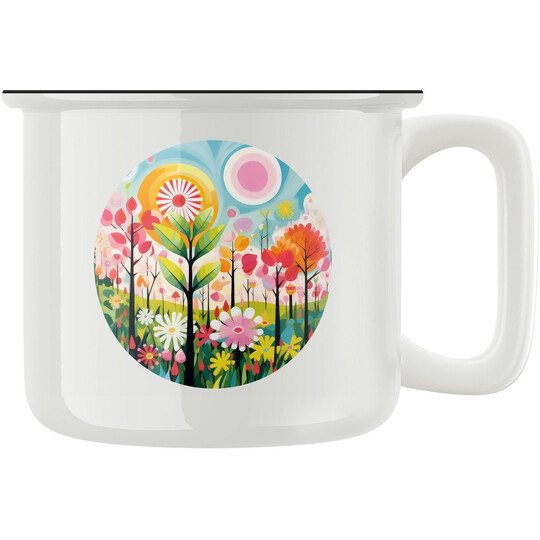 Keramický retro hrnek "Květy"