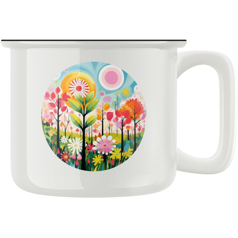 Keramický retro hrnek "Květy"