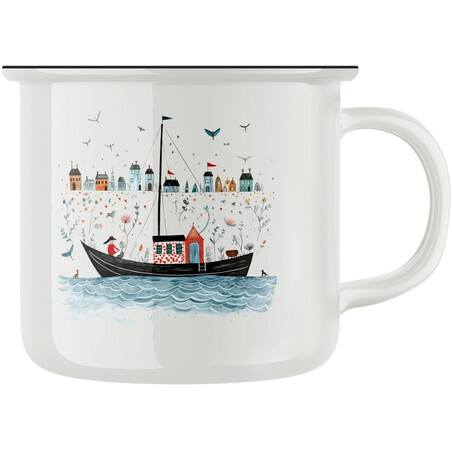 Keramický retro hrnek "Loďka"