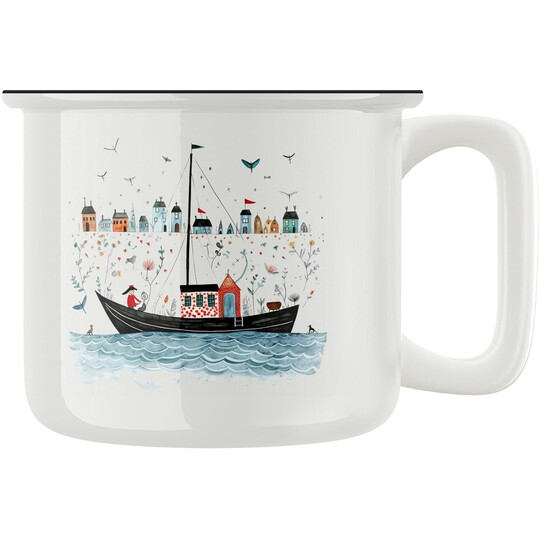 Keramický retro hrnek "Loďka"