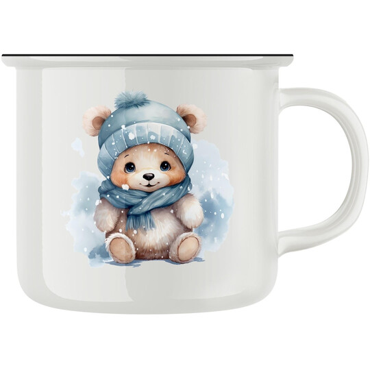 Keramický retro hrnek "Medvídek v čepici"