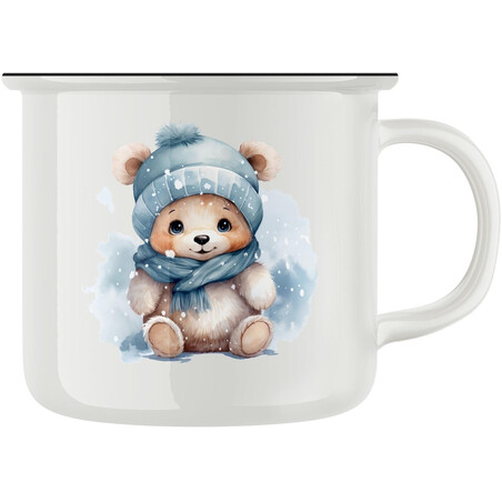 Keramický retro hrnek "Medvídek v čepici"