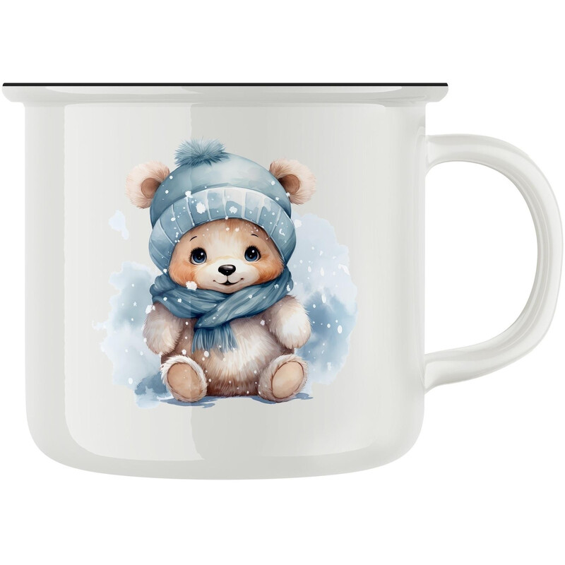 Keramický retro hrnek "Medvídek v čepici"