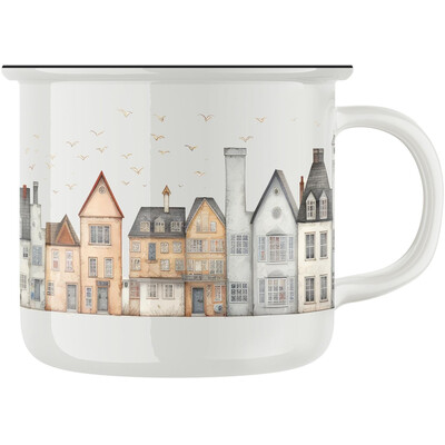 Keramický retro hrnek "Městečko"