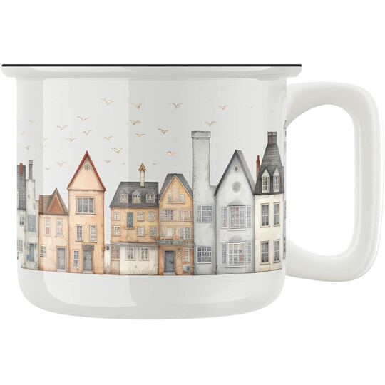 Keramický retro hrnek "Městečko"