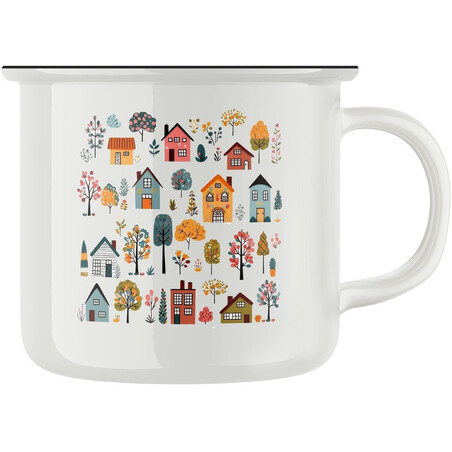Keramický retro hrnek "Mezi domky"