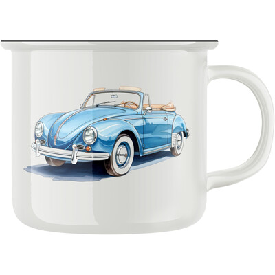 Keramický retro hrnek "Modré auto"