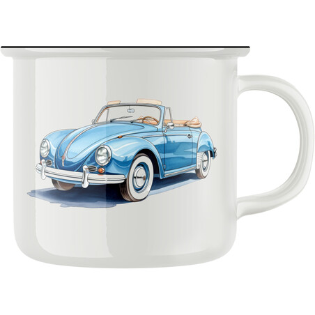 Keramický retro hrnek "Modré auto"
