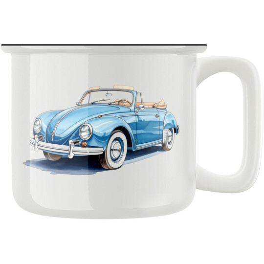 Keramický retro hrnek "Modré auto"