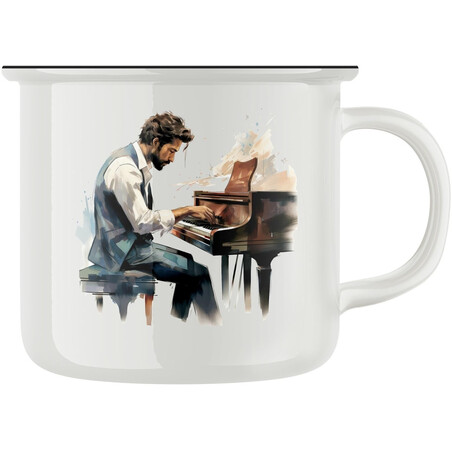 Keramický retro hrnek "Pianista"