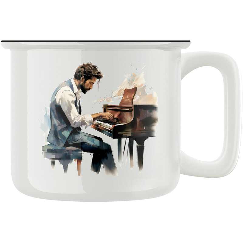 Keramický retro hrnek "Pianista"