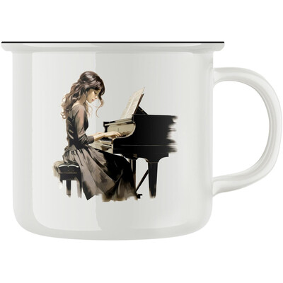 Keramický retro hrnek "Pianistka"