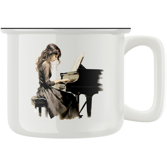 Keramický retro hrnek "Pianistka"