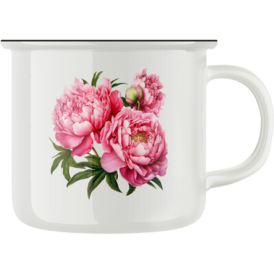 Keramický retro hrnek "Pivoňky"